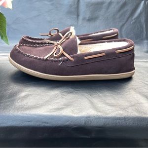 J. Crew Sherpa-lined suede slippers Size 11 men’s 
Color brown